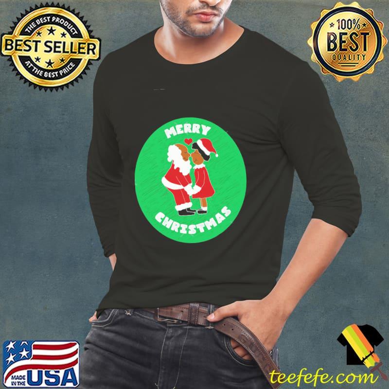 African Black Santa Claus Couple Merry Christmas Shirt