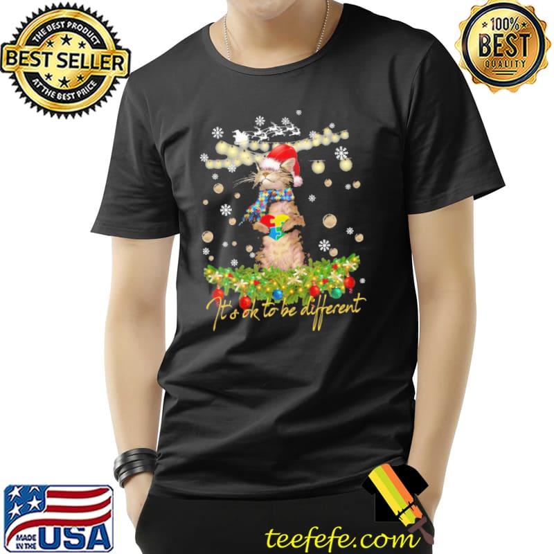 Autism Cat Chrismast The Cat It's Ok To Be Different Shirt Unisex Autism Cat Chrismast The Cat It's Ok To Be Different Shirt Unisex