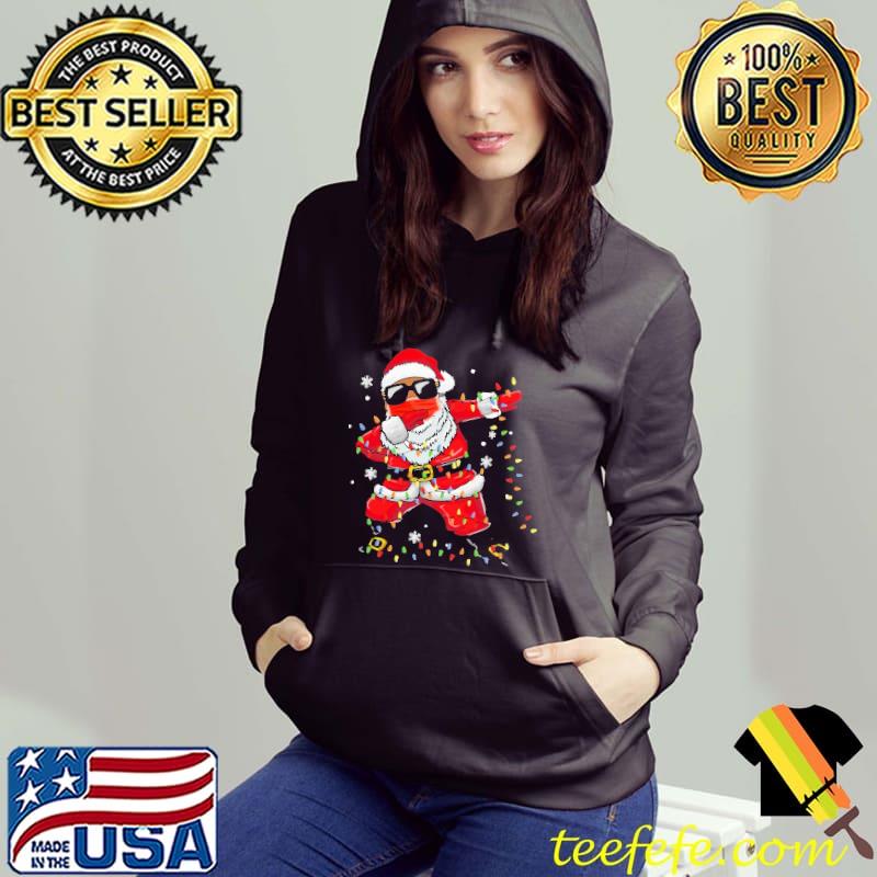 Awesome dabbing African American Santa Mask Christmas Light Shirt