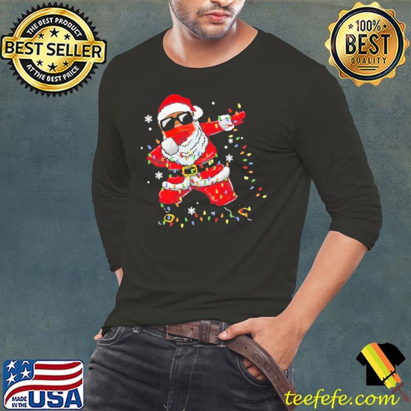 Awesome dabbing African American Santa Mask Christmas Light Shirt Long Sleeve Tee Awesome dabbing African American Santa Mask Christmas Light Shirt Long Sleeve Tee