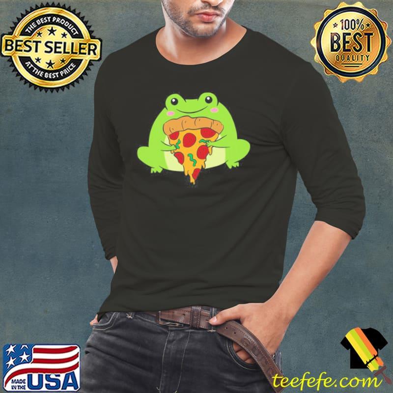 Awesome Frog With Pizza Love Pizza And Frogs Shirt Long Sleeve Tee Awesome Frog With Pizza Love Pizza And Frogs Shirt Long Sleeve Tee