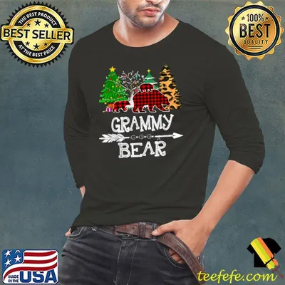Awesome Grammy Bear Shirt, Red Buffalo Plaid Grammy Bear Pajama T-Shirt