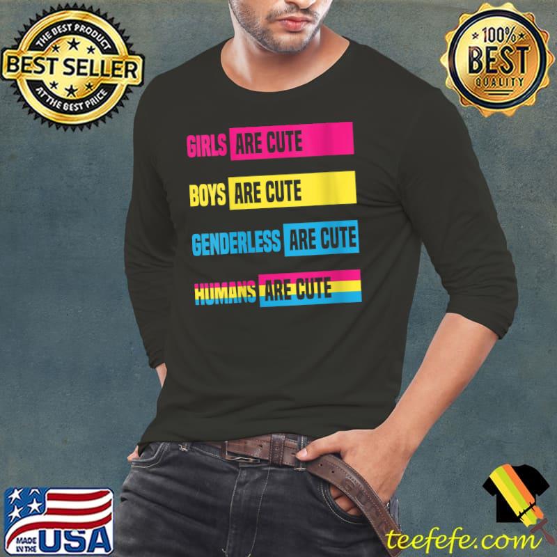Awesome Humans Are Cute Pansexual Flag Pan Pride Pansexual T- Long Sleeve Tee Awesome Humans Are Cute Pansexual Flag Pan Pride Pansexual T- Long Sleeve Tee