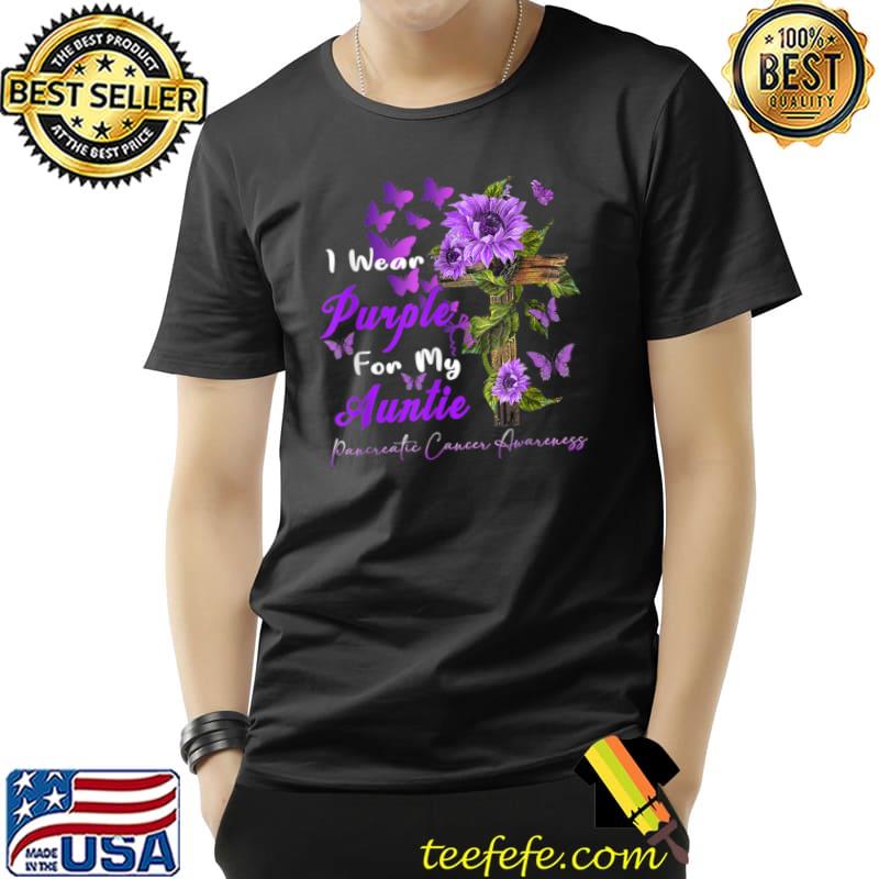 Awesome I wear Purple for my Auntie Pancreatic Cancer Awareness T Shirt Unisex Awesome I wear Purple for my Auntie Pancreatic Cancer Awareness T Shirt Unisex