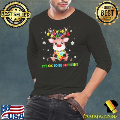 Awesome It's Ok To Be Different Deer Autism Love Christmas Shirt