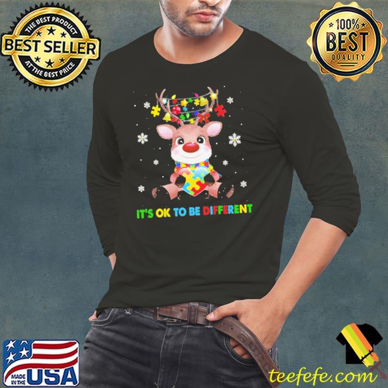 Awesome It's Ok To Be Different Deer Autism Love Christmas Shirt Awesome It's Ok To Be Different Deer Autism Love Christmas Shirt