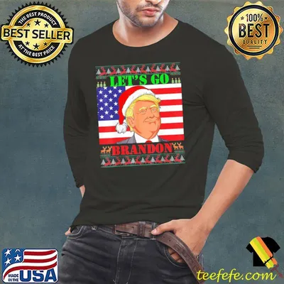 Awesome let’s Go Brandon Trump Ugly Christmas Sweater Us Flag T-Shirt