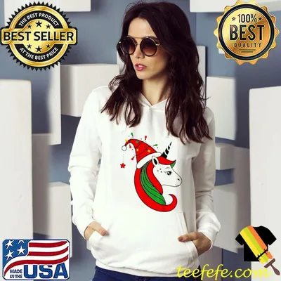 Awesome santa Hat Unicorn Christmas Lights Xmas Girls Kids Pajama Sweater T shirt