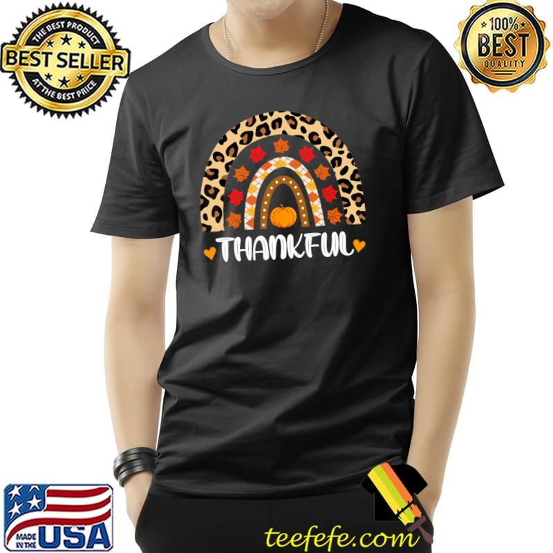 Awesome Thankful Leopard Rainbow Boho Thanksgiving T- Unisex Awesome Thankful Leopard Rainbow Boho Thanksgiving T- Unisex