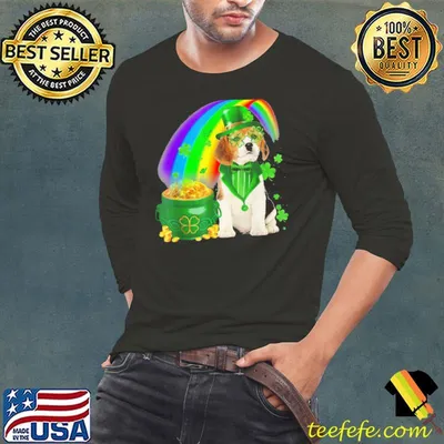 Beagle Dog Irish Leprechaun Rainbow Shirt