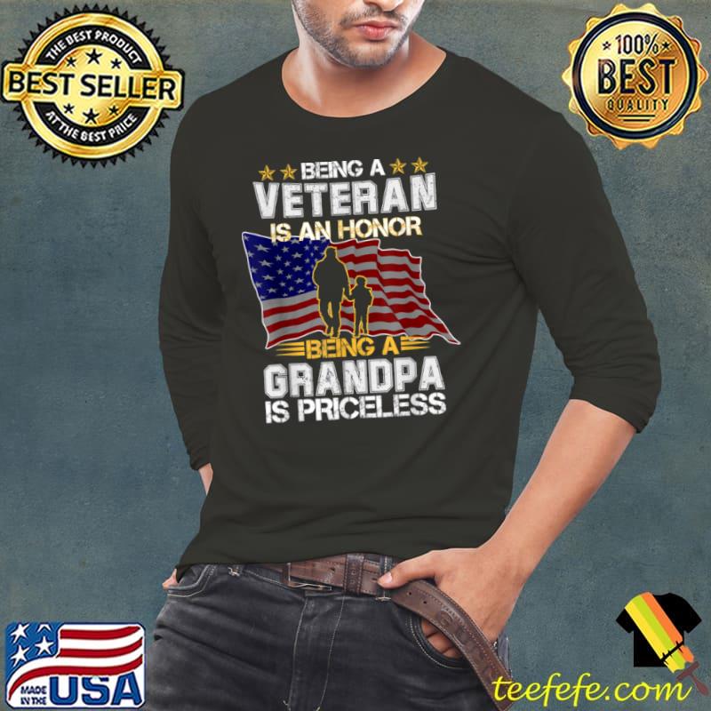 Being A Veteran Is An Honor Being A Grandpa Is Priceless T Shirt Long Sleeve Tee Being A Veteran Is An Honor Being A Grandpa Is Priceless T Shirt Long Sleeve Tee