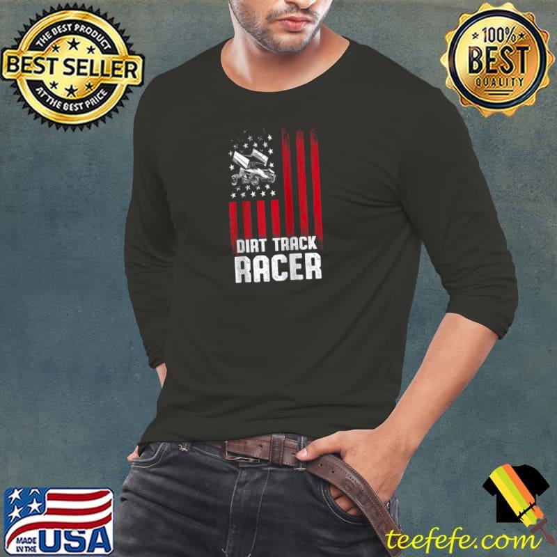 Best dirt Track Racing Race Track Racer American flag T-Shirt