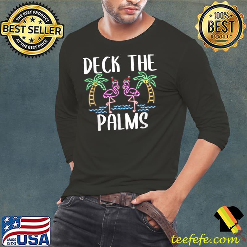 Best funny Deck the Palms Merry Flamingo Christmas tee T-Shirt
