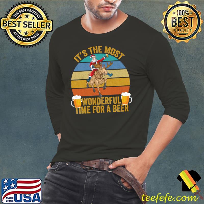 Best Its The Most Wonderful Time For A Beer Santa Riding Reindeer T-shirt