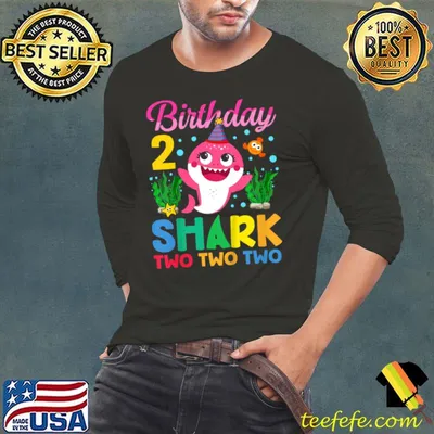 Best Kids Baby Cute Shark 2nd Birthday Boy Girl 2 Year Old Kids T Shirt