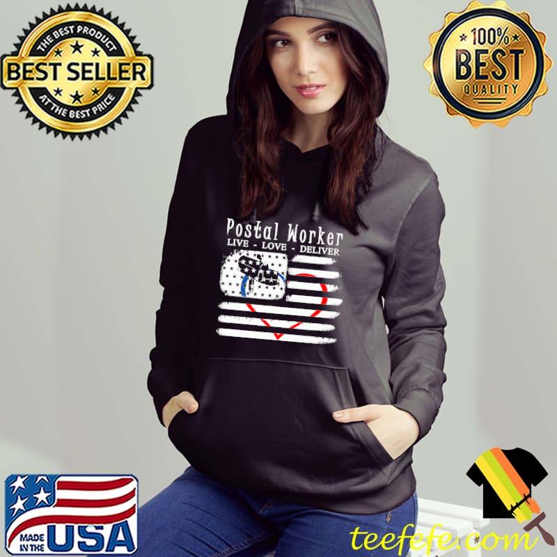 Best postal Worker Live Love Deliver Flag Shirt