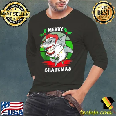 Best Santa Hat Shark Merry Sharkmas Christmas PJ Pajama shirt