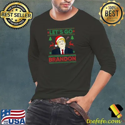 Best santa Trump Funny Let's Go Brandon Ugly Christmas Sweater T-Shirt