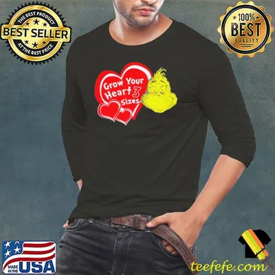 Best the-grinch-face-grow-your-heart-3-sizes-shirt-long-sleeved-t-shirt