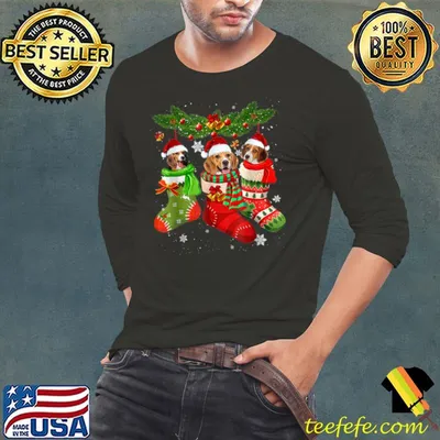 Best Three Beagle In Sock Christmas Santa X mas T Shirt