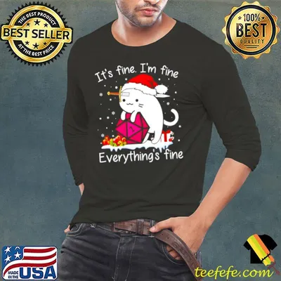 Best Top dungeons & Dragons cat it’s fine I’m fine everything’s fine Christmas sweater