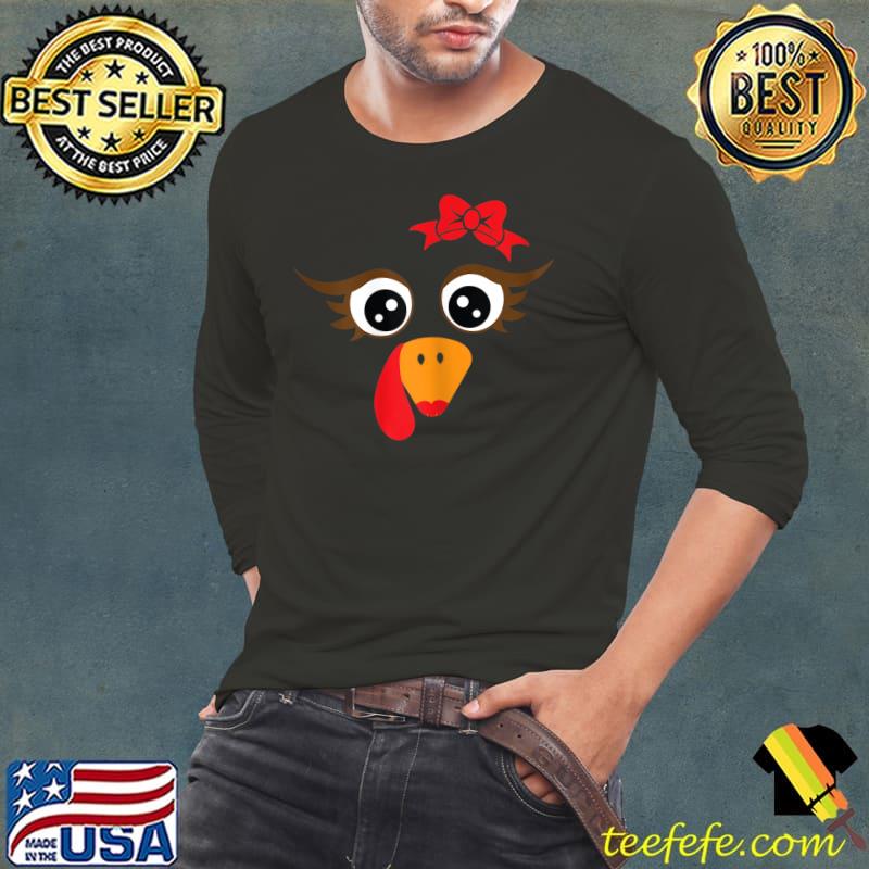 Best Turkey Face Girl with Eye line Red Bow Women Thanksgiving T-Shirt Best Turkey Face Girl with Eye line Red Bow Women Thanksgiving T-Shirt