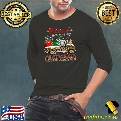 Best womens Blessed To Be Called Grangran Leopard Truck Christmas Premium T-Shirt