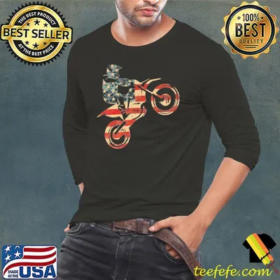 Biker Riding America Flag Shirt