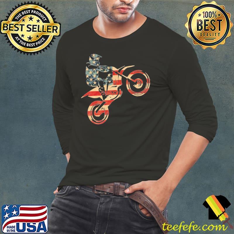 Biker Riding America Flag Shirt