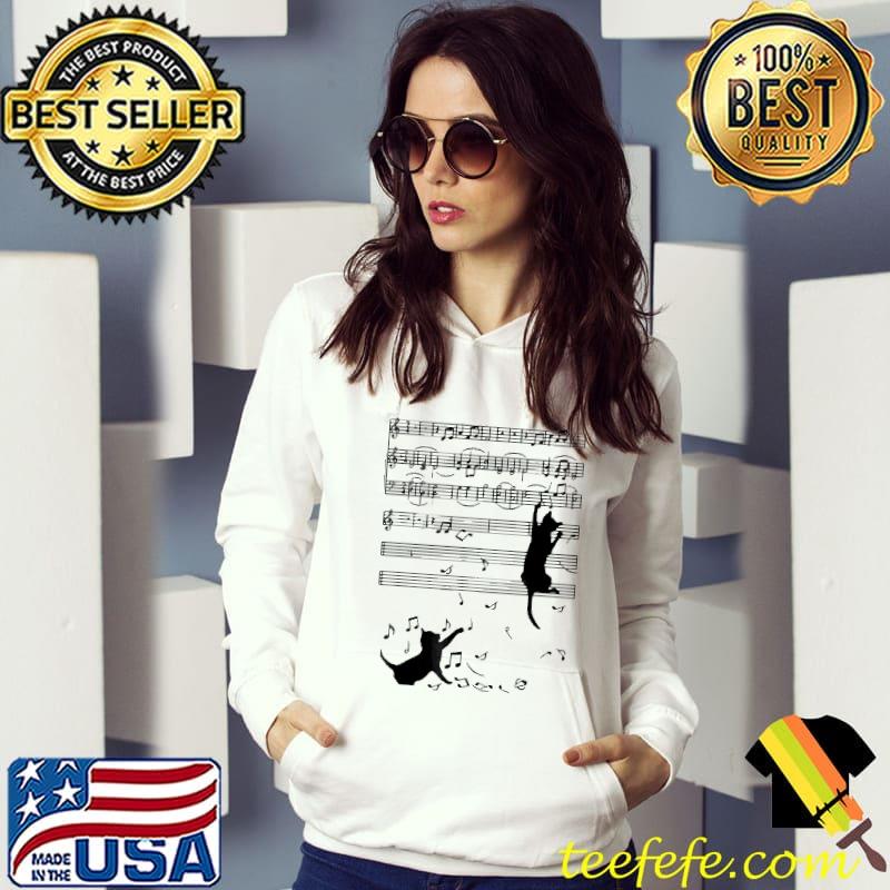 Black Cat Climbing Playing Sheet Music Shirt
