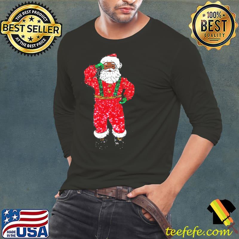 Black Santa Claus Snow Christmas Shirt