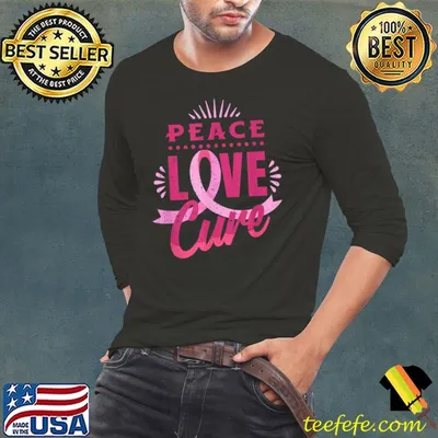 Breast Cancer Awareness Month Peace Love Cure Pink October T-Shirt