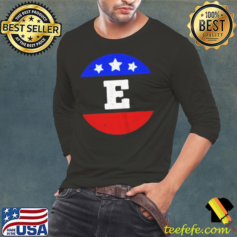 Buchstabe e initiale amerikanische flagge mit buchstabe e monogramm e Long Sleeve Tee Buchstabe e initiale amerikanische flagge mit buchstabe e monogramm e Long Sleeve Tee