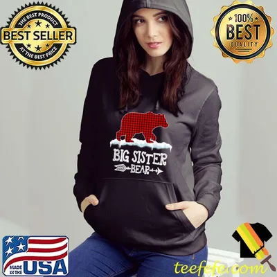 Buffalo Plaid Red Xmas Christmas Big Sister Bear Pajama T-Shirt