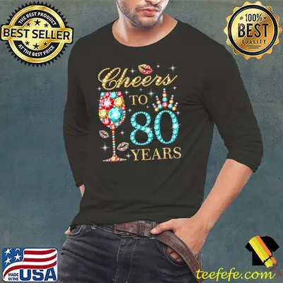 Cheers To 80 Years, 80 Years Old Women, 80 Birthday Cute Premium T-Shirt