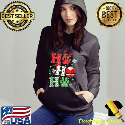 Christmas Ho Ho Ho Dog Paw Gift For Dog Lover Funny Xmas T Shirt