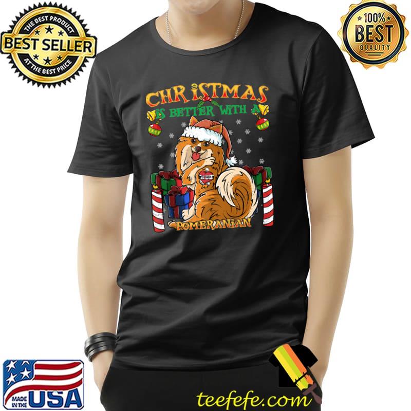 Christmas Is Better With A Pomeranian Santa Claus Dog Premium T-Shirt Unisex Christmas Is Better With A Pomeranian Santa Claus Dog Premium T-Shirt Unisex