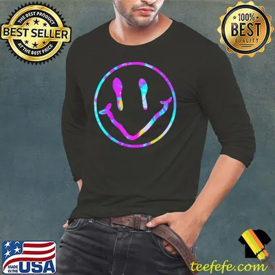 Cool Psychedelic Tie Dye Transparent Dripping Smiley Face T-shirt