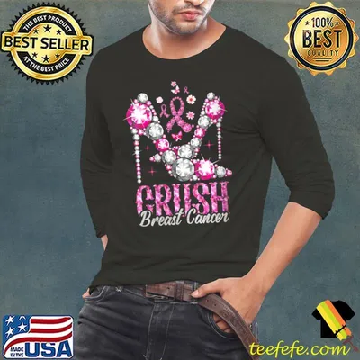 Crush Breast Cancer Awareness Bling Pink Ribbon T-Shirt