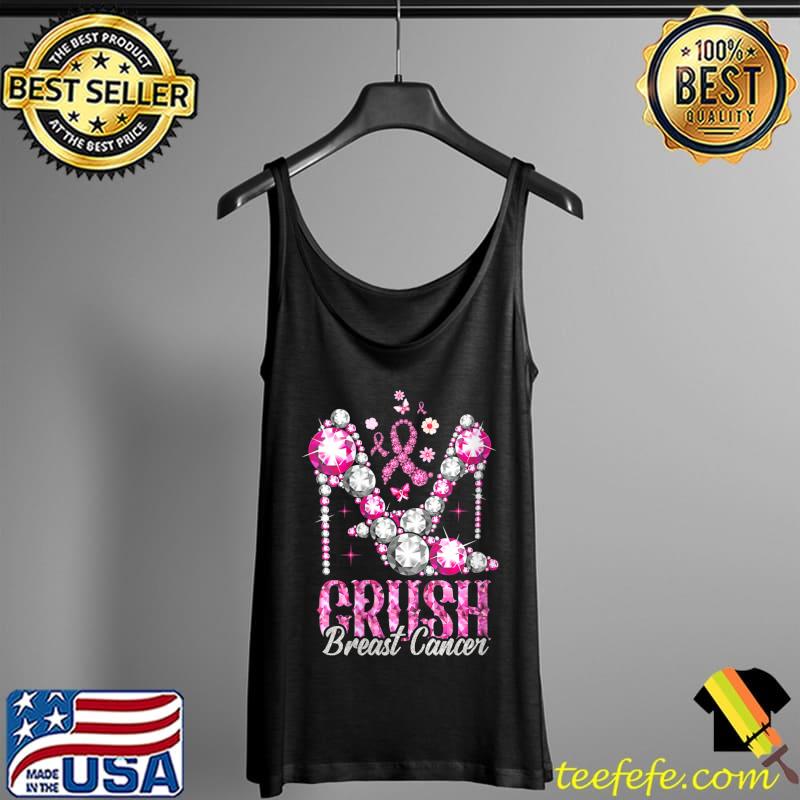 Crush Breast Cancer Awareness Bling Pink Ribbon T-Shirt Tank Top Crush Breast Cancer Awareness Bling Pink Ribbon T-Shirt Tank Top