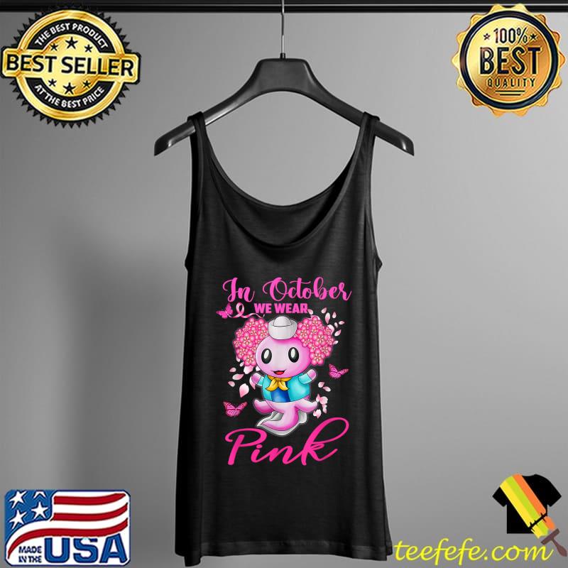 Cute Axolotl Breast Cancer In October Wear Pink Girls Womens T-Shirt Tank Top Cute Axolotl Breast Cancer In October Wear Pink Girls Womens T-Shirt Tank Top