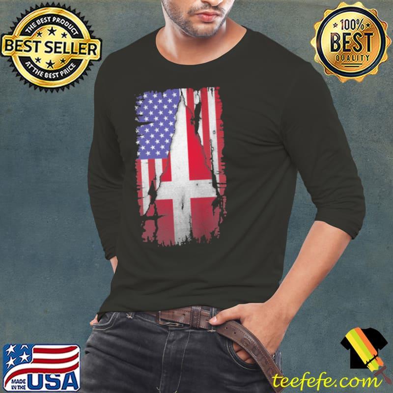 Danish american flag s Long Sleeve Tee Danish american flag s Long Sleeve Tee