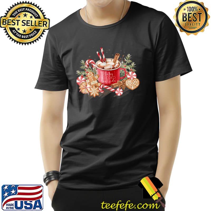 Festive Christmas Hot Cocoa Gingerbread Man and Candy Cane T-Shirt Unisex Festive Christmas Hot Cocoa Gingerbread Man and Candy Cane T-Shirt Unisex