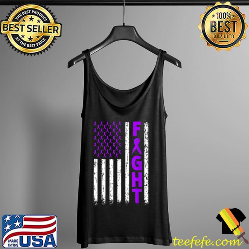 Fight Pancreatic Cancer Purple Ribbon Usa Flag T Shirt Tank Top Fight Pancreatic Cancer Purple Ribbon Usa Flag T Shirt Tank Top