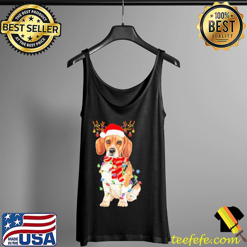 Funny beagle Christmas Lights Reindeer Hat Santa s Tank Top Funny beagle Christmas Lights Reindeer Hat Santa s Tank Top