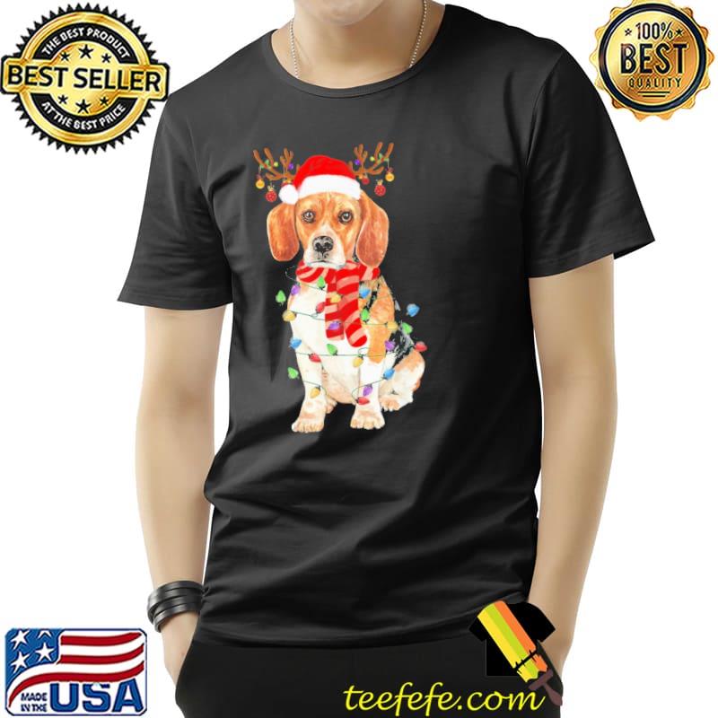 Funny beagle Christmas Lights Reindeer Hat Santa s Unisex Funny beagle Christmas Lights Reindeer Hat Santa s Unisex