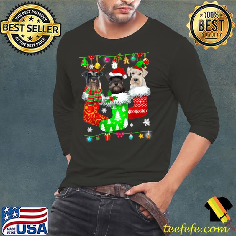 Funny Christmas Socks Pajama Schnauzer Dog Puppy Lover T Shirt Long Sleeve Tee Funny Christmas Socks Pajama Schnauzer Dog Puppy Lover T Shirt Long Sleeve Tee