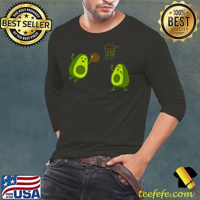 Funny Funny Avocado Basketball Vegan Dunking Lover Cartoon Veggie T Shirt