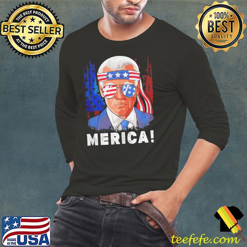 Funny Joe Biden Merica Sunglasses Ribbon American Flag Shirt Long Sleeve Tee Funny Joe Biden Merica Sunglasses Ribbon American Flag Shirt Long Sleeve Tee