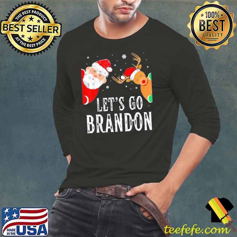 Funny Let's go branson brandon santa hat christmas lights shirt